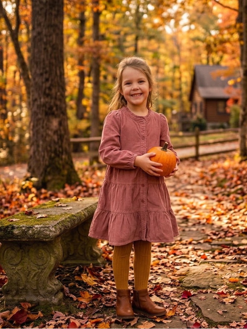 Crewcuts Dusty Rose Tiered Button-Front Dress Girls Size 4, 100% Cotton.